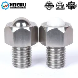VEICHU Roller Plungers Bolts-Type VCN312/VCN313 POM Ball Stainless Steel Hex Head Conveyor Ball Rollers