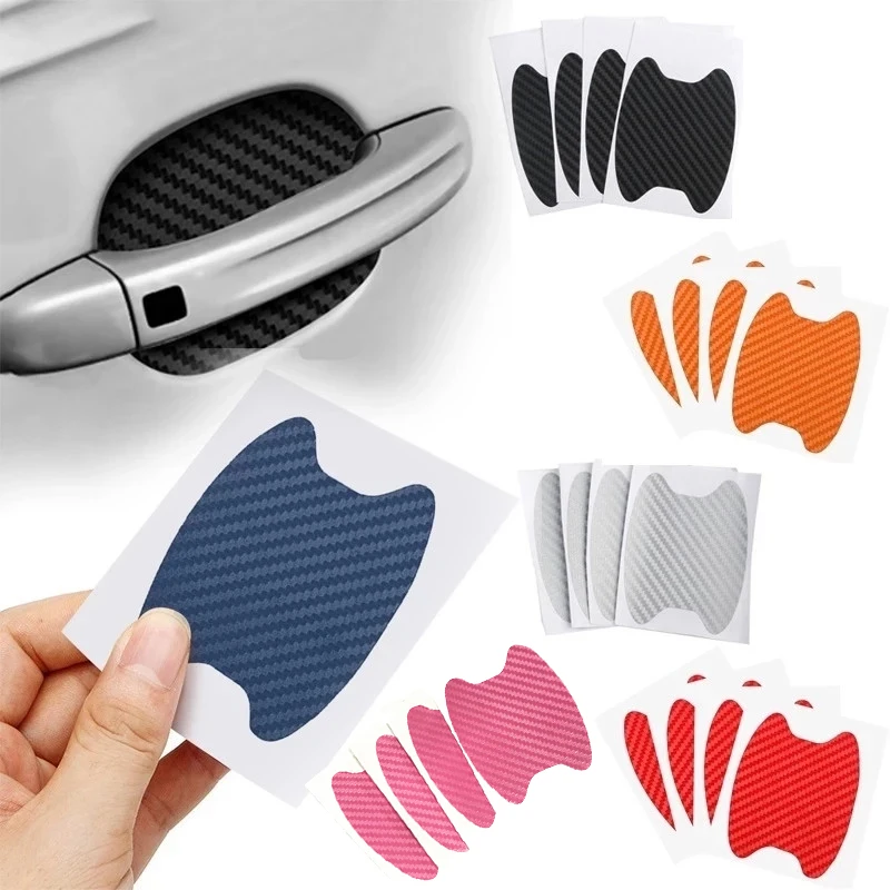 Car Door Sticker Carbon Fiber Scratches Resistant Cover Auto Handle Protection Film Exterior Styling Automotive Stickers 4Pc/Set