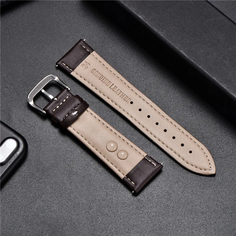 Business Casual Leather Watchband 16mm 18mm 20mm 22mm 24mm Men Women Replacement Watch Accessories Wrist Straps