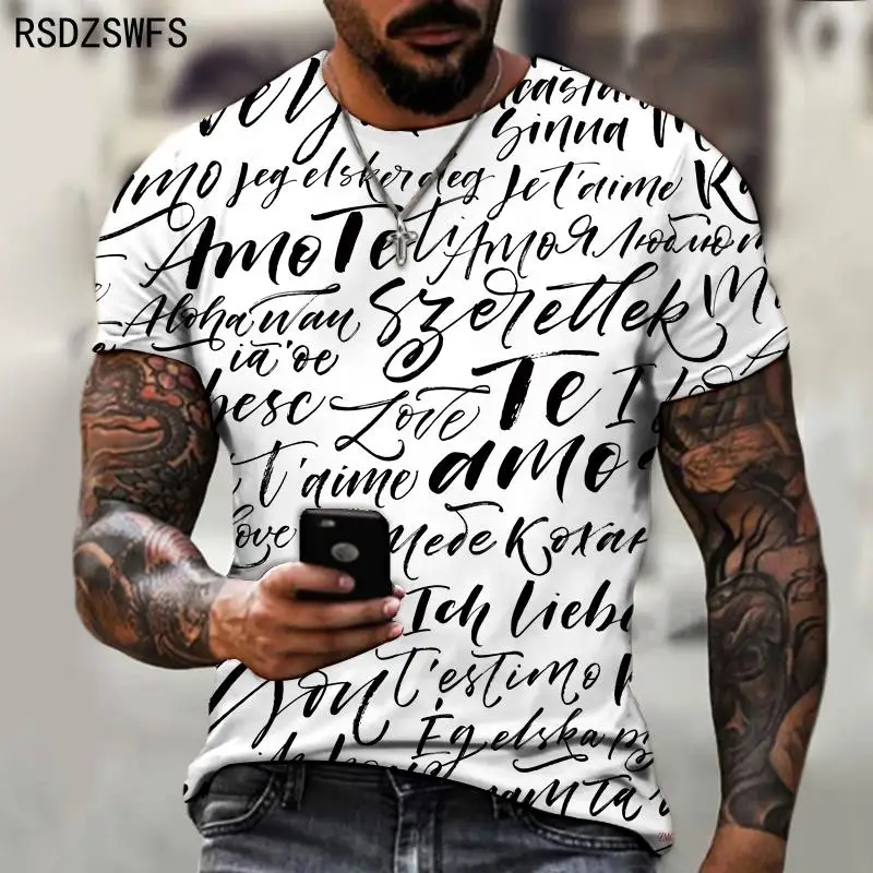 Sexy designer original letter print t-shirt men\'s summer round neck short sleeve Street Fashion T-shirt large size 5XL