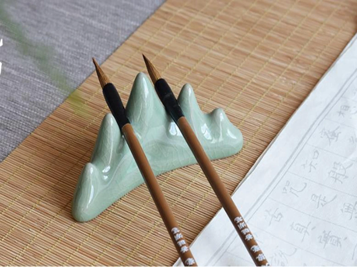 Longquan Celadon Brush Rest Washer Pot Water Droplets Chinese Water Ink Painting Calligraphy Tool