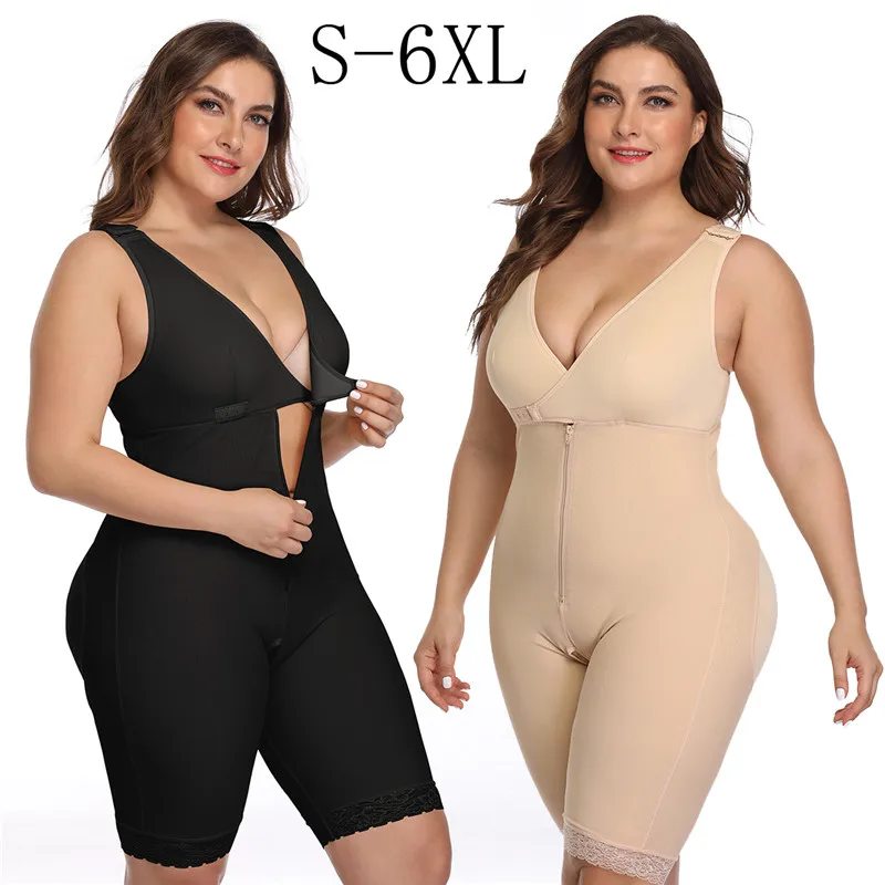 Zip Waist Lace Slimming Shaper Corset Control Shapewear Butt Lifter Strap Body Shaper Underwear Bodysuit Women Plus Size S-6xl