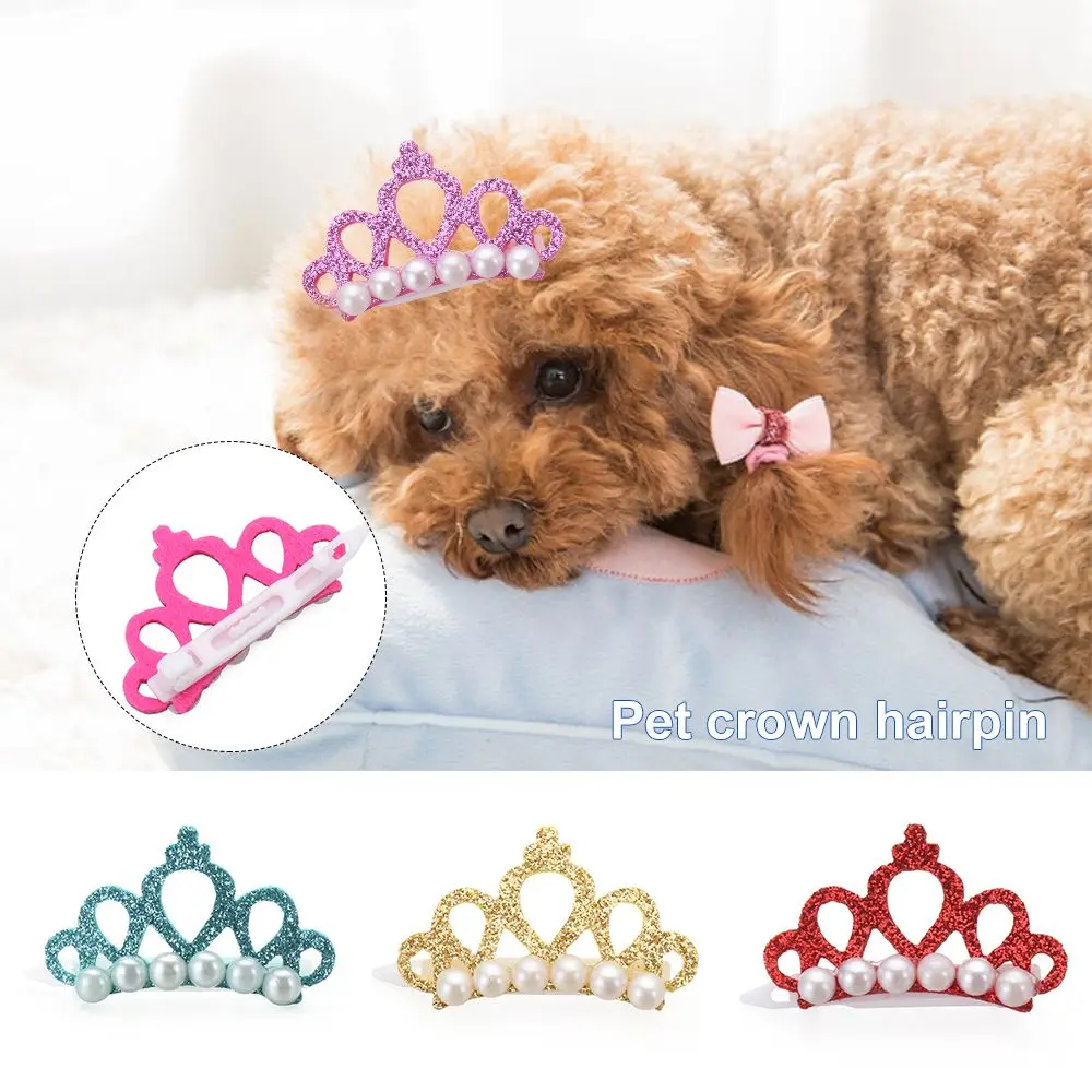 Handmade NEW Headdress Puppy Accessories Cat Grooming Pet Supplies Hair Clip Dog Bowknot Bow-tie Hairpin Crown Shape