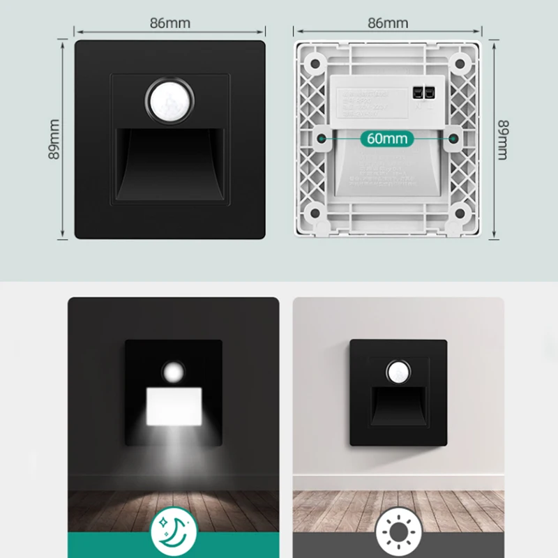 Lampada da parete con sensore SANDIY Luce per scale incorporata Luce notturna a led per scaletta Cucina Foyer Corridoio Soggiorno Coperta PIR Sconce