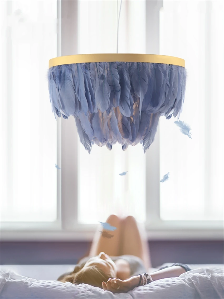 Nordic Swan Feather Pendant Lights Bedroom Living Room Modern Warm Romantic Double Lamps Wedding Room Hanging Lights Fixtures