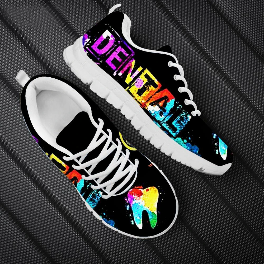 Casual shoes for women 2025 Men Lace Up Flats Sneakers Cute Cartoon Galaxy Dental/Tooth/Dentist 3D Print Women Jogging Shoes