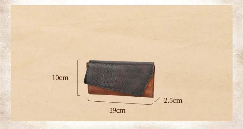 Imagem -02 - Bolsa de Embreagem Retro Casual Feminina Couro Genuíno Porta-cartão Tri-fold Carteiras Longas Bolsa de Grande Capacidade Nova 2023