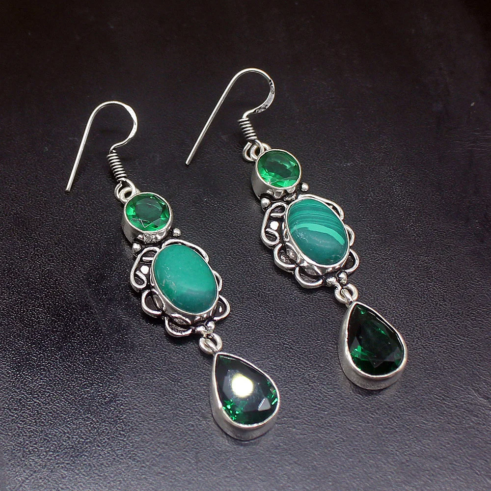 

Gemstonefactory Big Promotion Single Unique 925 Silver Green Jasper Topaz Women Ladies Gifts Dangle Drop Earrings 20212205