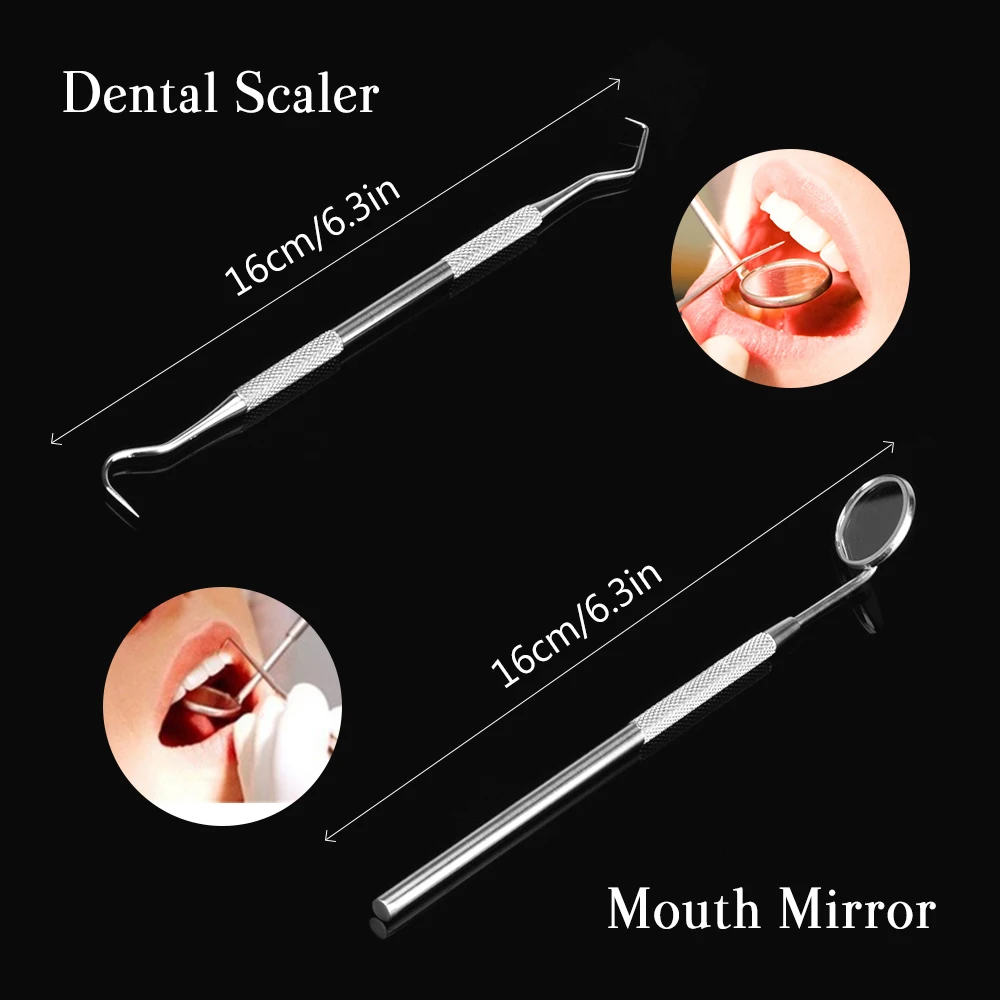 4pc Dental Dentist Prepared Tool Set Dental Mirror Stainless Steel Probe Tooth Care Kit Instrument Tweezer Hoe Sickle Scaler