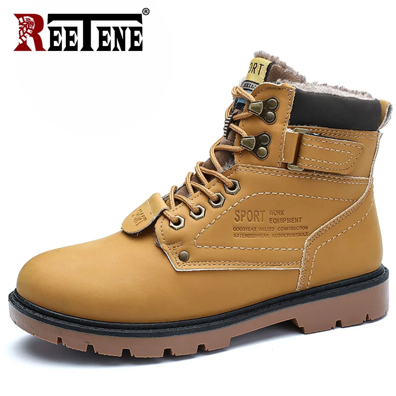 

REETENE 2019 Men'S Winter Snow Boots Fur Ankle Boots Men Casual Shoes High Quality Plush Men Outdoor Work Shoes Plus Size 46