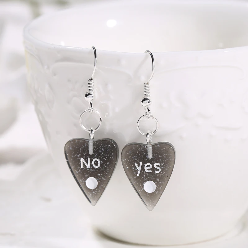 1pair Fashion Craft Resin yes or no Drop Earrings For Women Japan/Korean Fashion Jewelry Wholesale