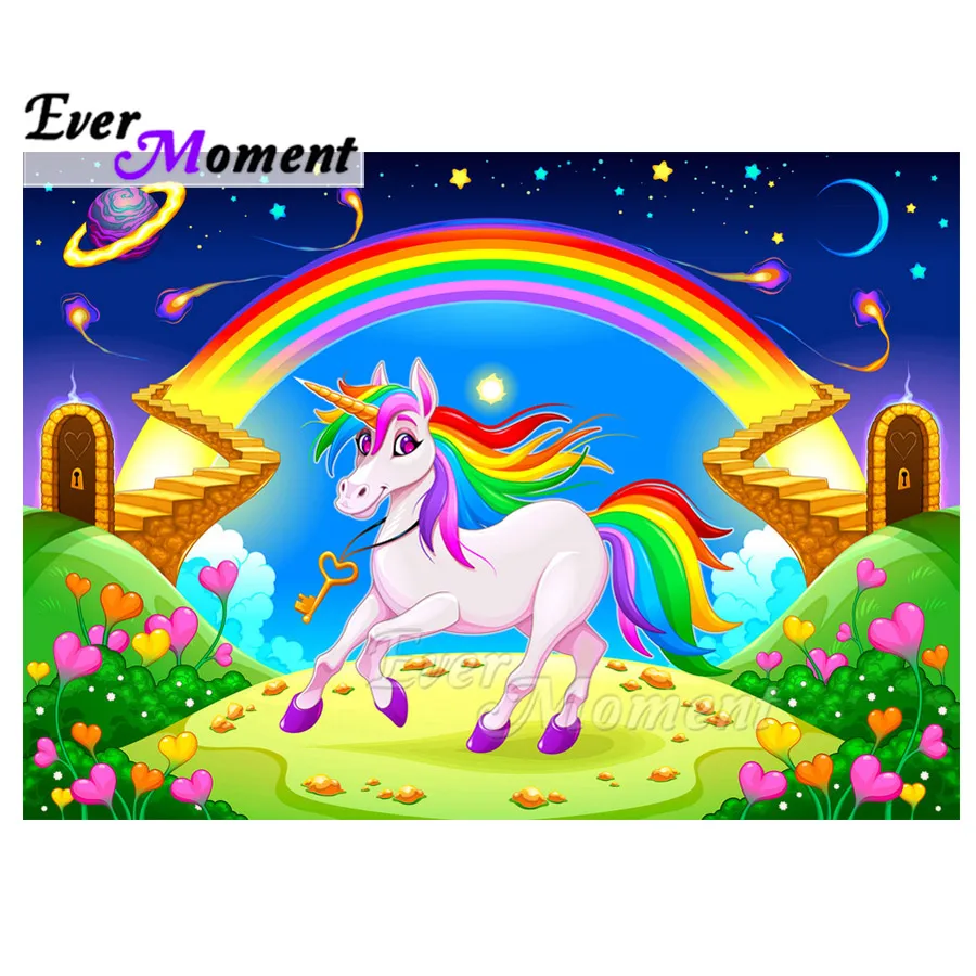 

Ever Moment Diamond Painting Unicorn Rainbow Stair Planet Full Square Drill Picture Of Rhinestone Diamond Embroidery ASF1882