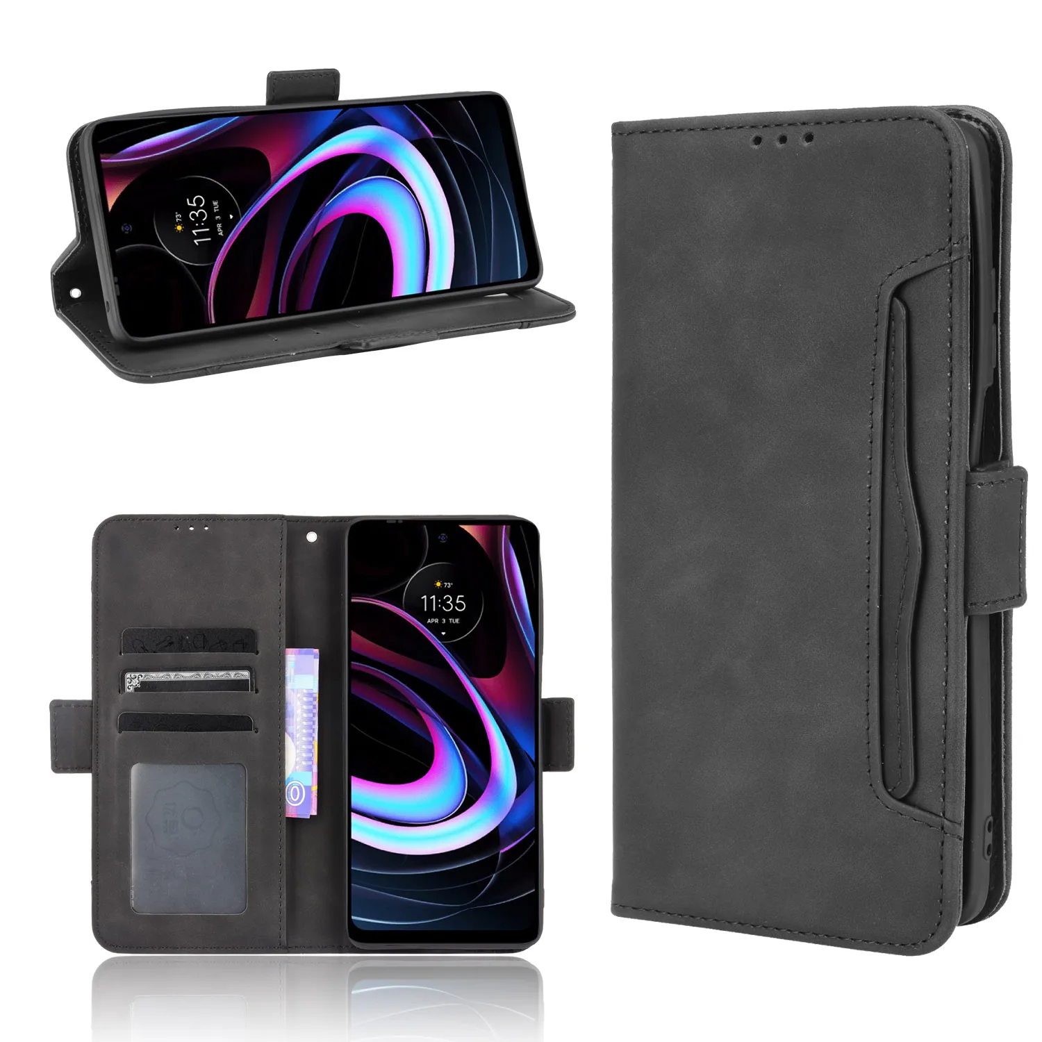 Leather Phone Case for Motorola Moto EDGE 2021 Back Cover Flip Wallet with Stand Coque Fundas