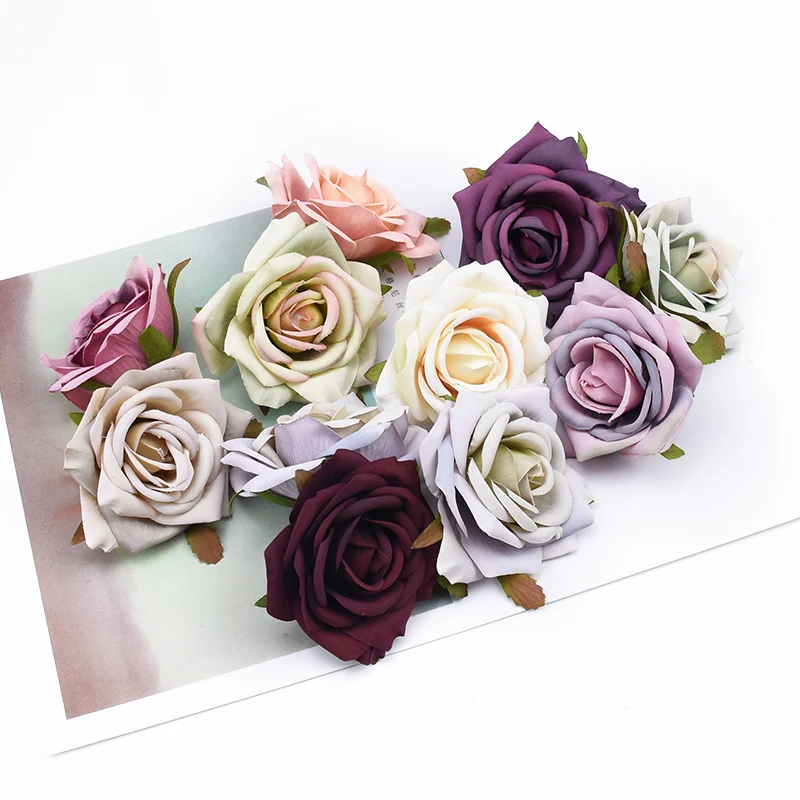 6 Stück Seidenrosenköpfe für Scrapbooking, Hochzeit, Heimdekoration, DIY-Geschenkboxen, Weihnachtsgirlanden, Haushaltsprodukte, Kunstblumen – Detail 1