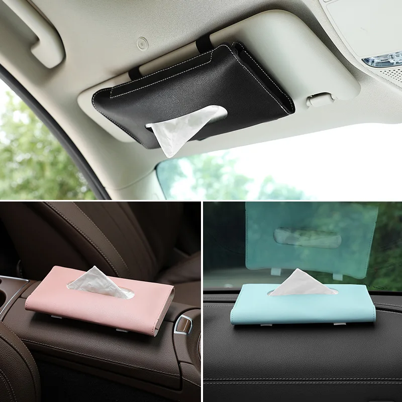 

Car Sun Visor, Paper Towel Box, Cartoon Leather, Interior Sunshield Armrest Box,