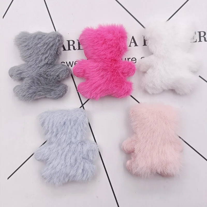 30Pcs/Lot 5*5.5CM Plush Bear Applique For DIY Headdress Hair Clip Bow Decor Accessories Clothes Hat Shoes Sewing Patches