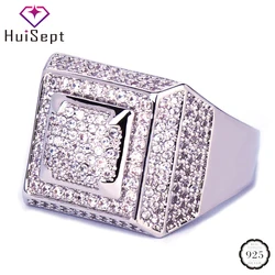 HuiSept Fashion Men Ring 925 Silver Jewellery AAA Zircon Gemstones Ornaments for Wedding Party Gifts Wholesales Rings Gold Color