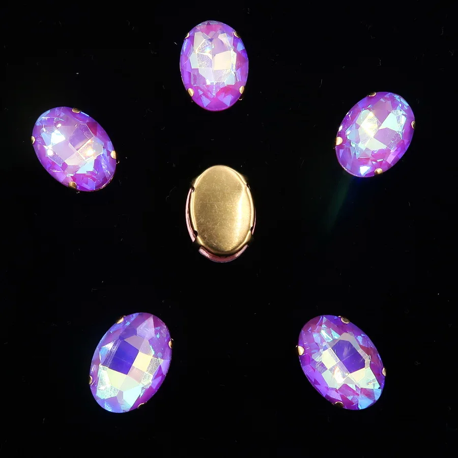 Ovale Gold-Krallenfassungen 10*14mm 13*18mm 20 Stück/Packung Regenbogen- & Jelly-AB-Farben Glaskristall zum Aufnähen Strass-Applikation DIY – Detail 14