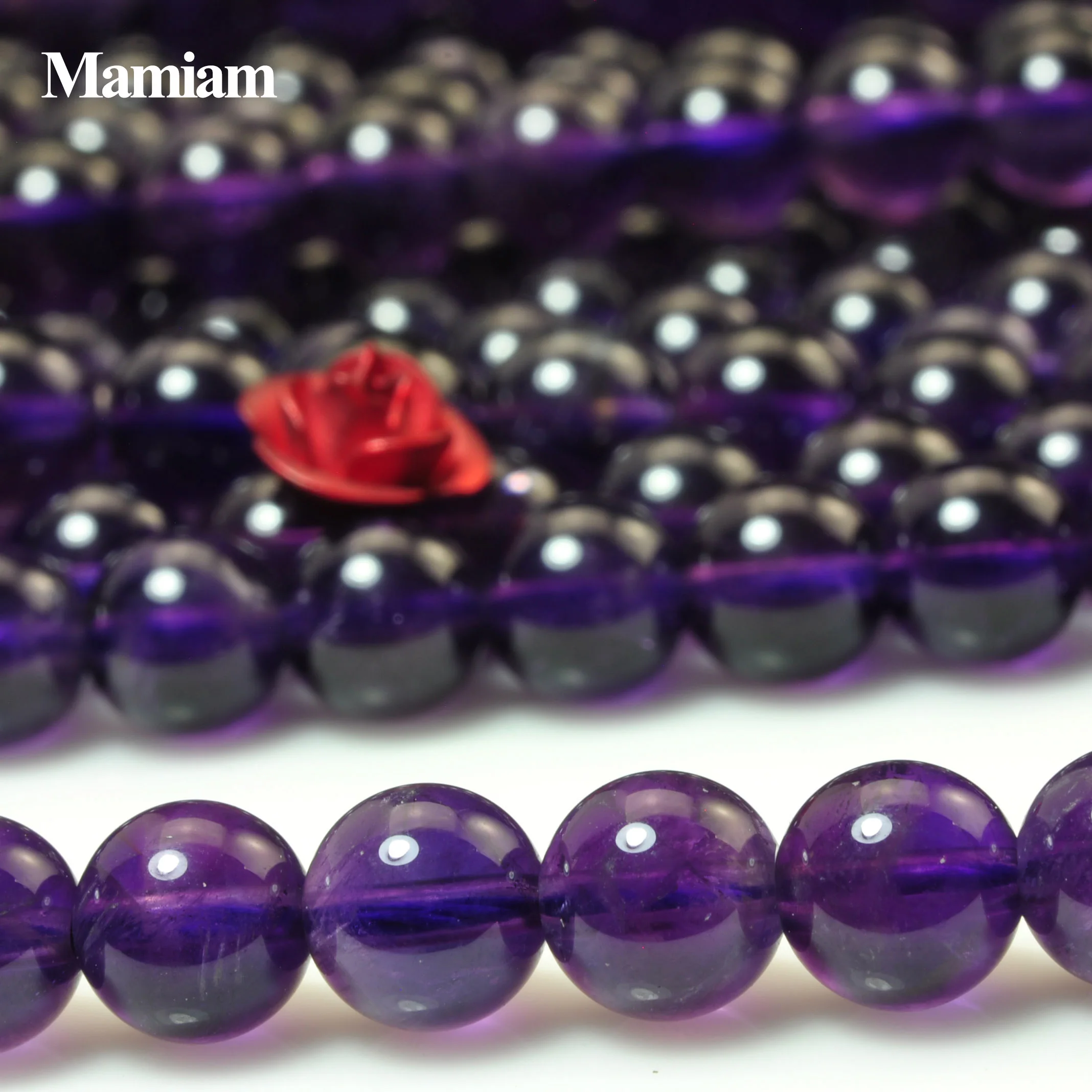 Mamiam Natural A+ Purple Amethyst Violet Quartz Crystal Round Beads 6mm Stone DIY Bracelet Necklace Jewelry Making Gift Design