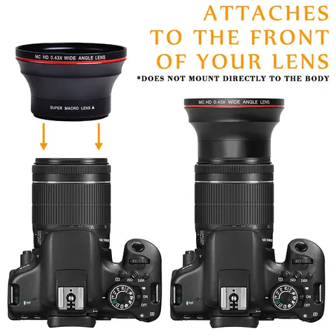 Obiettivo grandangolare professionale HD da 52MM 0,43x per Nikon D7100 D7000 D5500 D5300 D5200 D5100 D3300 D3200 D3100 D3000