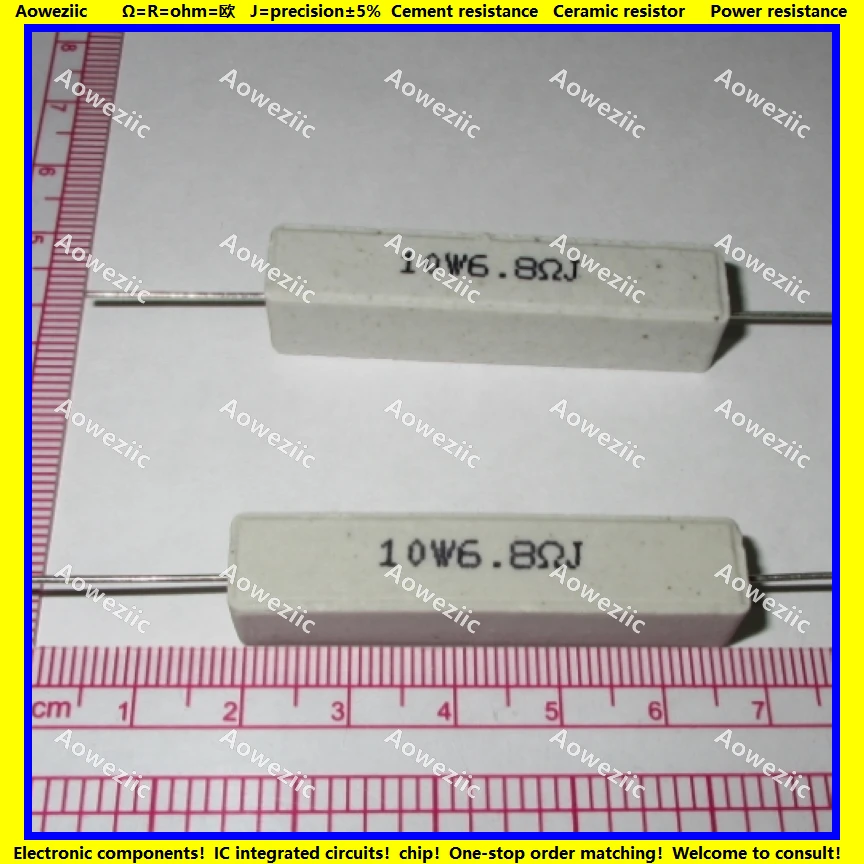 

10Pcs RX27 Horizontal cement resistor 10W 6.8 ohm 6.8 RJ 10W6R8J 10W6.8RJ ohm Ceramic Resistance precision 5% Power resistance