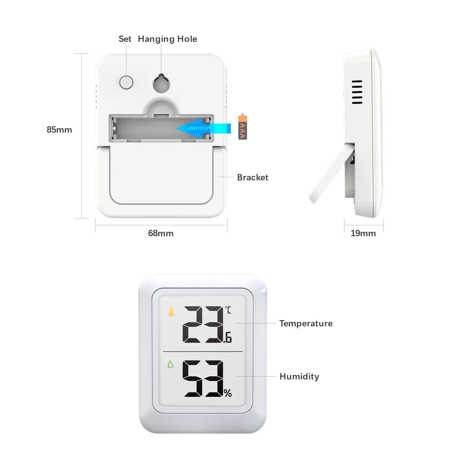 FABISENSE – Mini thermomètre et hygromètre d'intérieur LCD numérique, jauge électronique de température, capteur d'humidité, Station météo