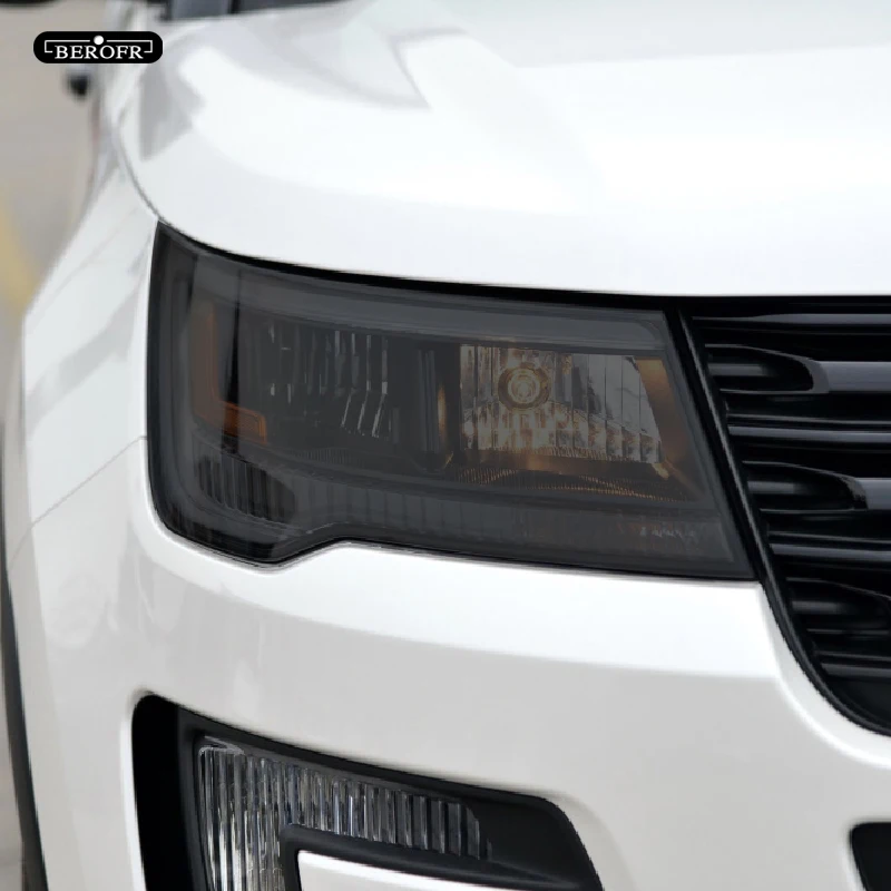 Car Headlight Protective Film Smoke Black Light TPU Sticker For Ford Focus Explorer Mustang Mondeo Ranger T6 F150 Edge MACH-E