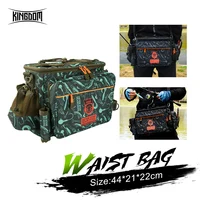 Kingdom-Bolsa de aparejos de pesca multifuncional, 44x21x22cm, nailon 1000D, impermeable, gran capacidad, bolso de hombro para pesca deportiva al aire libre