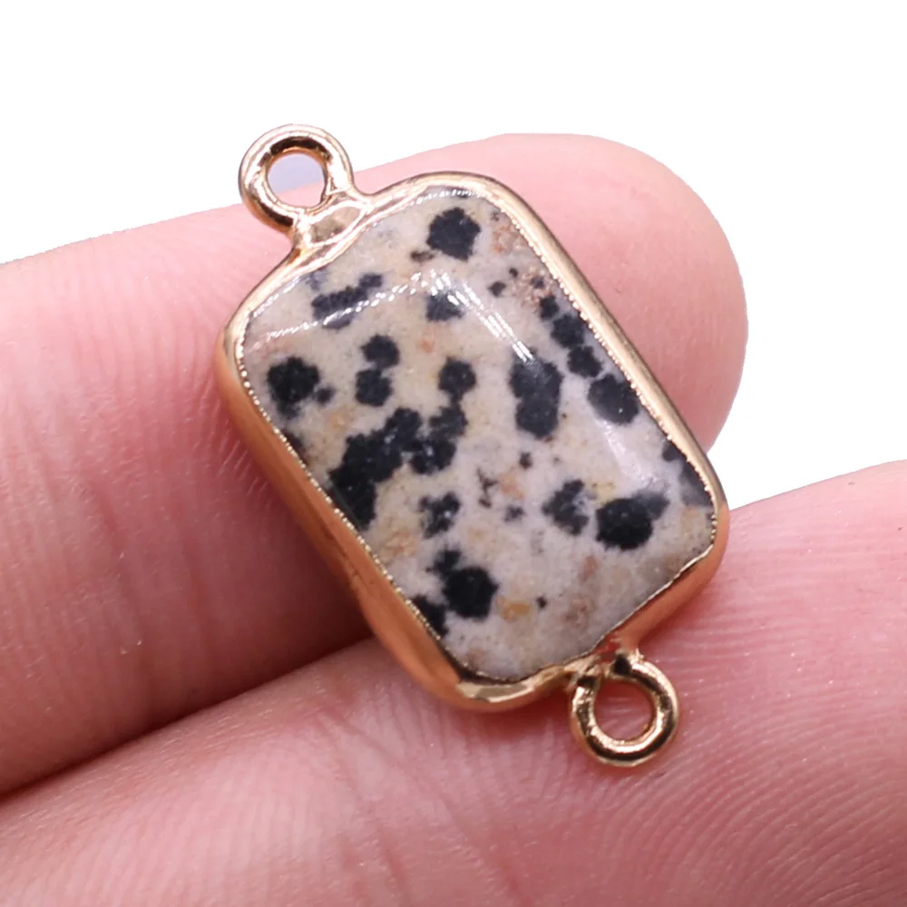 Natural Stone Two-hole connector Exquisite Charms Rectangle Pendant For Jewelry Making DIY Necklace Bracelet Accessory