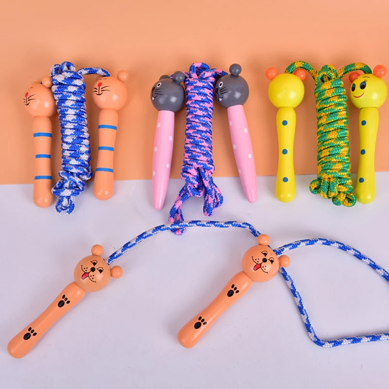 5 Styles Kids Jump Ropes Wood Handle Sport Bodybuilding Fitness Lovely Cartoon Skipping Ropes Wood Handle Color Random