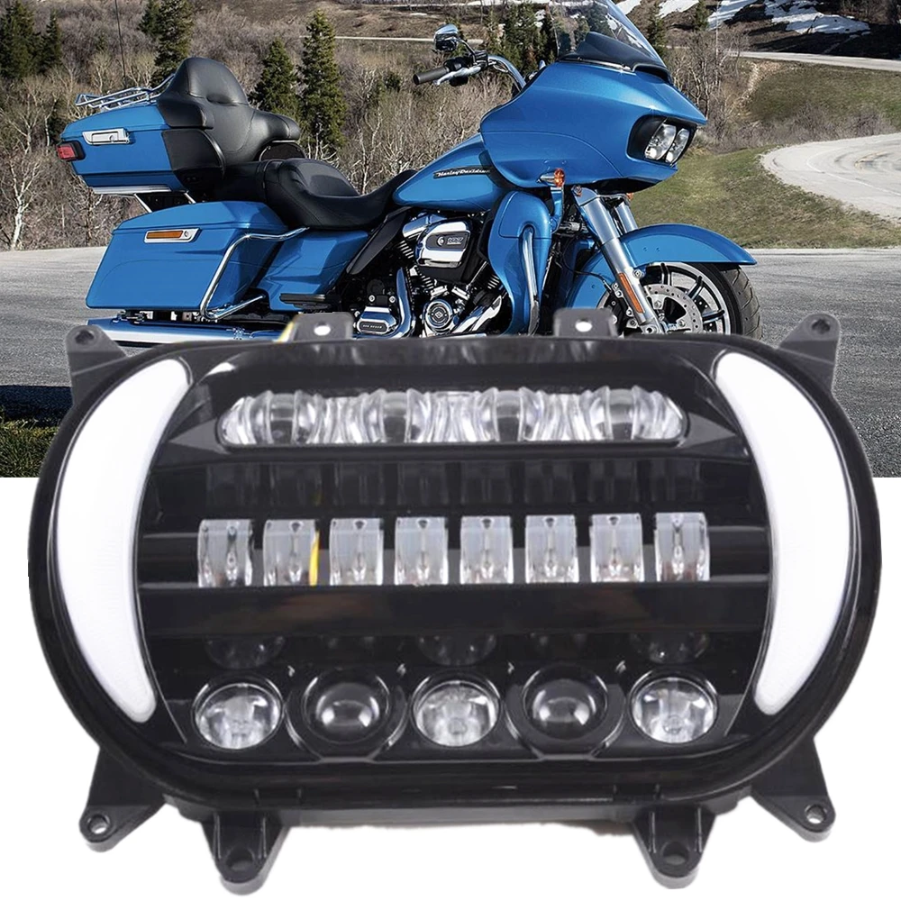 Refit Motorcycle Headlight For Road Glide 2015 2016 2017 2018 2019 2020 Hi Low Beam White Amber Angle Eyes Headlights Accessory