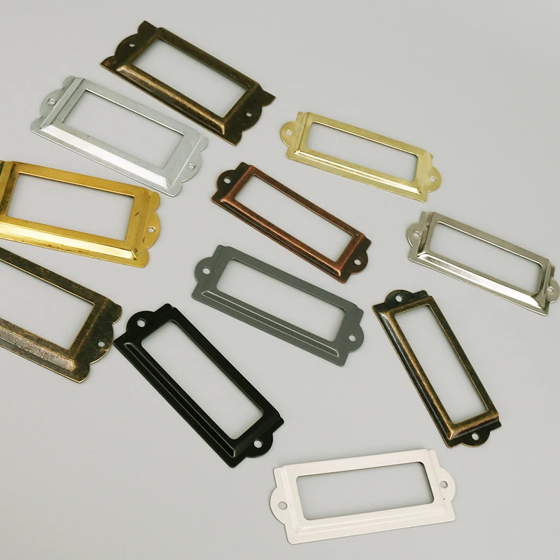 4PCS Antique Iron Tag Label Frame Name Card Holder Cabinet Drawer Box Case Metal Frame with Screws Furniture Hardware