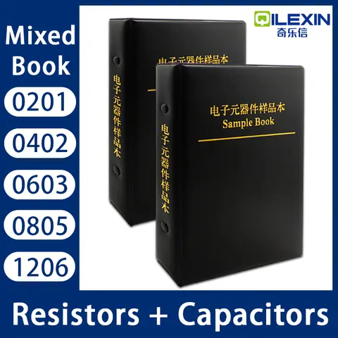 Capacitor Resistor Mixed book 0201 0402 0603 0805 1206 1% FR-07 SMD  Assortment Kit 170 Values 0R-10M Sample Book