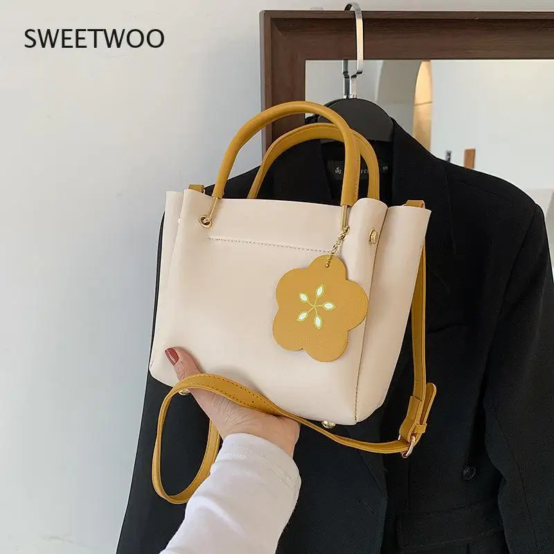 

Portable tote bag female 2021 Korean fashion solid color large capacity one-shoulder messenger bag casual all-match handbag