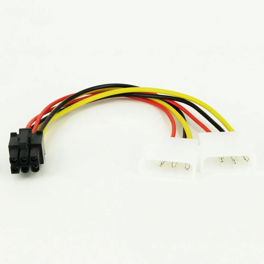 Oulx สายต่อพ่วงตัวผู้แบบสอง4Pin ตัวผู้ถึง6ขา17ซม. สำหรับอะแดปเตอร์สายไฟคอมพิวเตอร์เครื่องขุด PC กราฟิกการ์ด