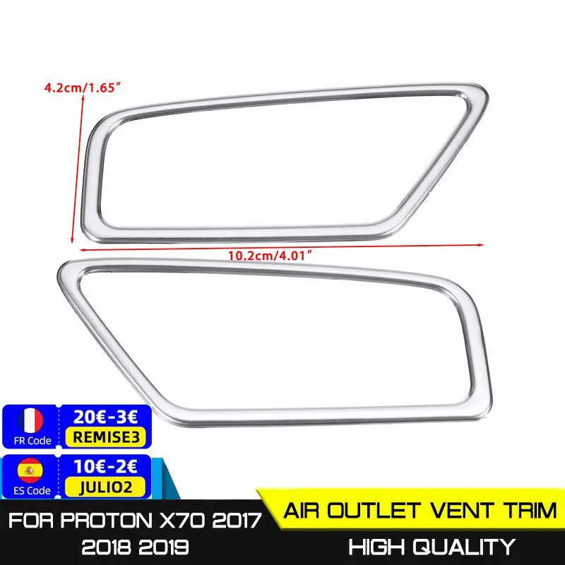 

Car 1Pair Dashboard Stainless Air Outlet Vent Cover Trim Frame Sticker For Geely Atlas Boyue Emgrand NL-3 Proton X70 2017-2019