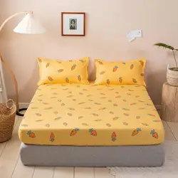 Bonenjoy 1 pc Mattress Cover With Elastic Twin/Full/Queen/King Size Fitted Sheet Carrot Pattern Bedsheet For Adults Children