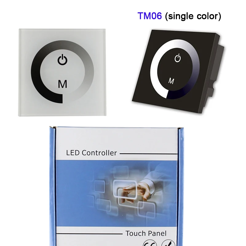 DC12V-24V wall mounted TM06 TM08 single color/ RGB led Touch Panel Controller glass dimmer switch for LED Strip light