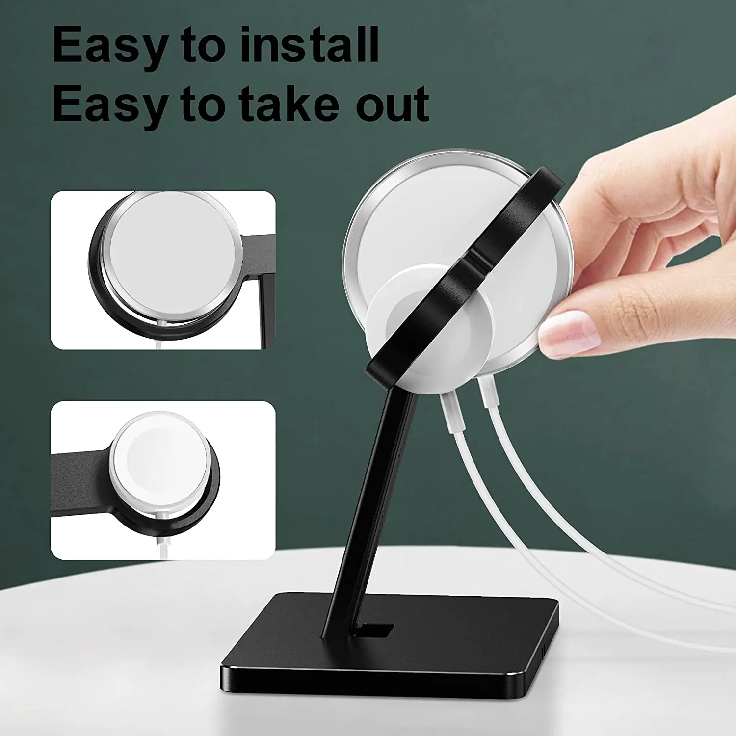 EWA 2 in 1 Wireless Charger Stand Aluminum Alloy Phone Holder Compatible with iphone13/12/Pro/ Max/Mini and Apple Watch 3/4/5/6
