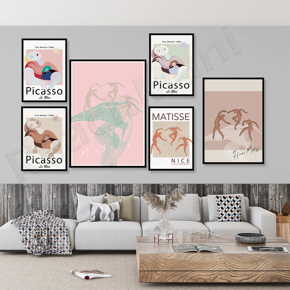 

Dance Matisse wall art, terracotta wall art prints, Picasso exhibition poster Danish pastel aesthetics wall art prints room deco