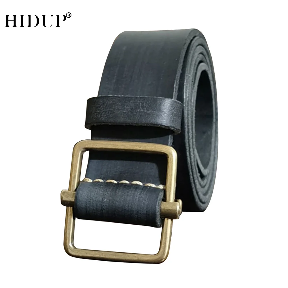 

HIDUP Design Punch-free Non-porous 100% Cowhide Belts Retro Styles Quality Cowskin Leather Belt All-match Accessories NWJ1107