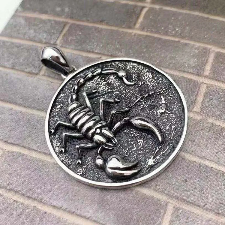 

100% s925 sterling silver magic scorpion ancient coin tag pendant gift fashion Thai silver retro scorpion