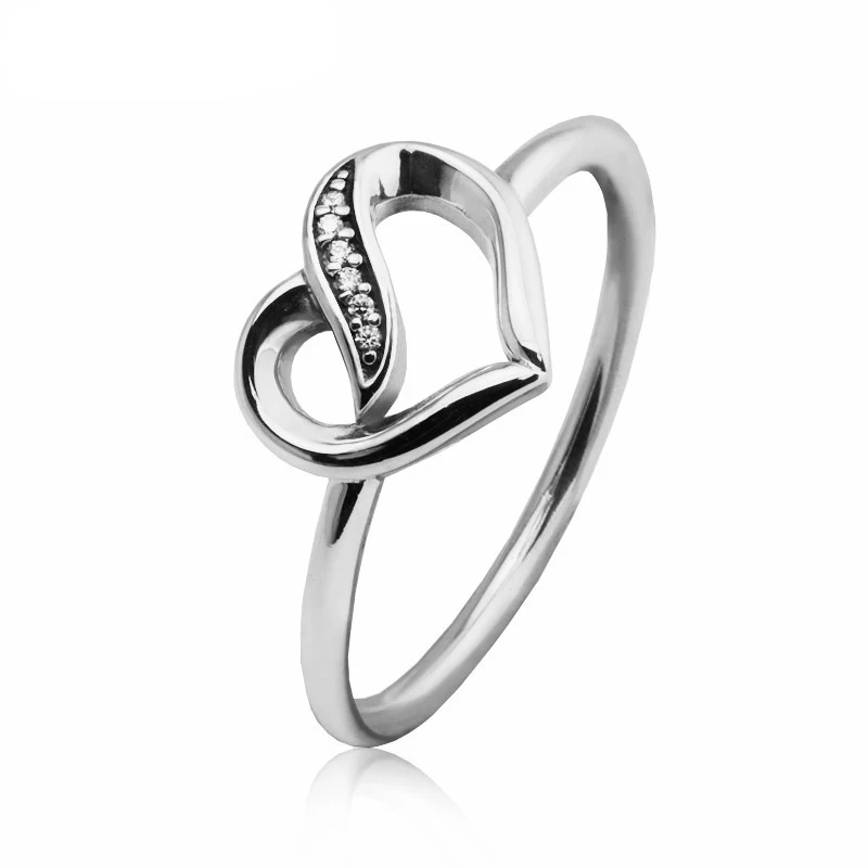 

Ribbon Heart Rings for Women Fashion 925 Sterling Silver Rings Jewelry Crystal Female Ring Jewelry Clear CZ Shine Love Girl Ring