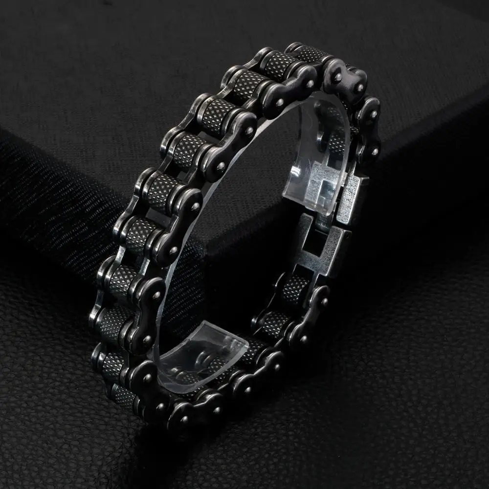 Kalen Brushed Bike Chain Bracelet Cool Biker Bicycle Chain Men\'s Bracelet Fashion Male Stainless Steel Hand Chain Jewelry