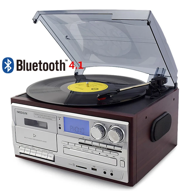 Looptone3スピードbluetoothビニールレコードプレーヤーヴィンテージターンテーブルcd & カセットプレーヤーam/fmラジオusbレコーダーaux-in  rcaラインアウト - AliExpress