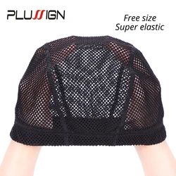 Plussign Big Hole Mesh Dome Wig Cap Hair Nets Large Hole Black Dome Caps To Make Wigs With Great Elastic Band Wave Cap 1Pcs