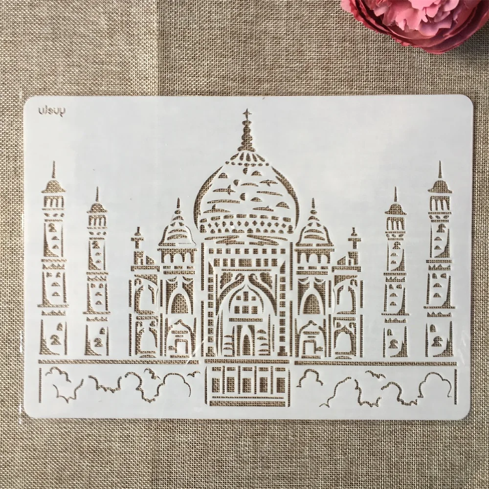 29cm A4 India Taj Mahal DIY Layering Stencils Wall Painting Scrapbook Coloring Embossing Album Decorative Template