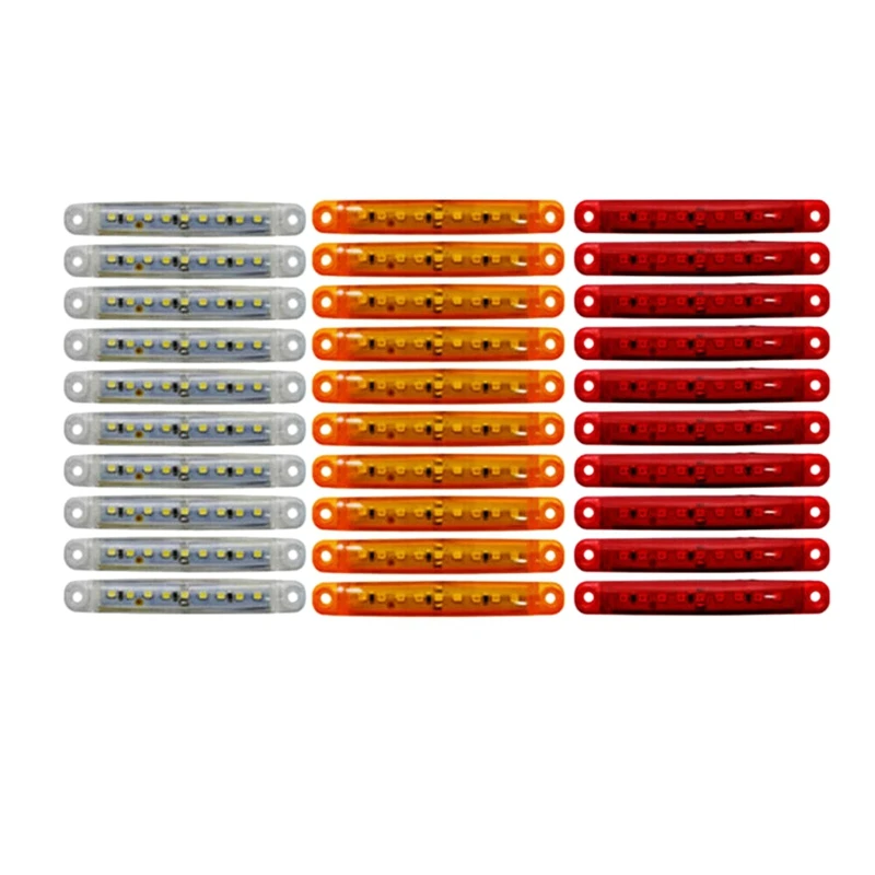 30X Verzegelde Rood Oranje Wit 9 Led Zijmarkeringslichten Voor Truck Trailer Vrachtwagen 4Inch Achterzijde Lamp