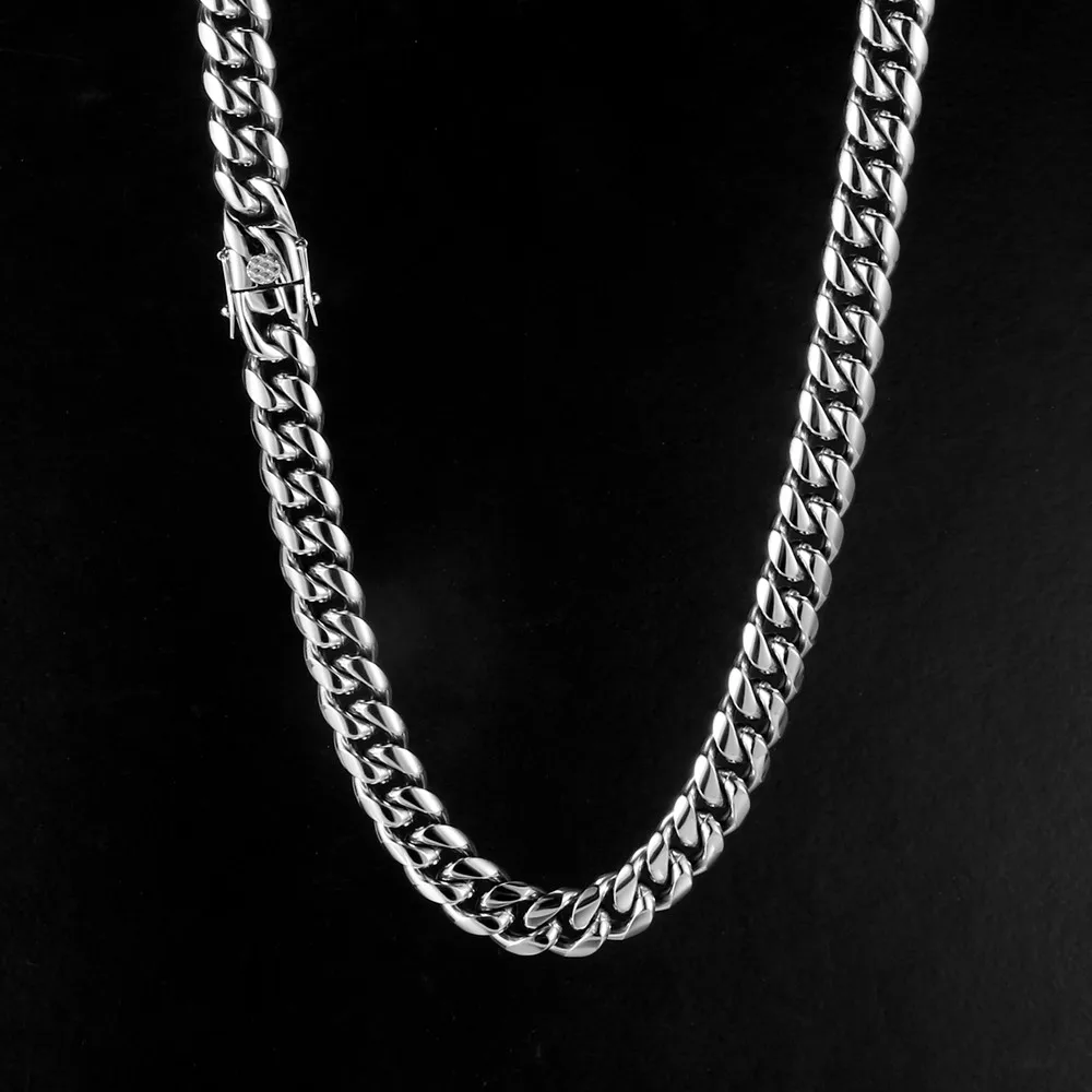 Hip-Hop Golden Curb Cuban Link Chain Stainless Steel Necklace for Men and Women Gold Silver Color Bracelet Fashion Jewelry