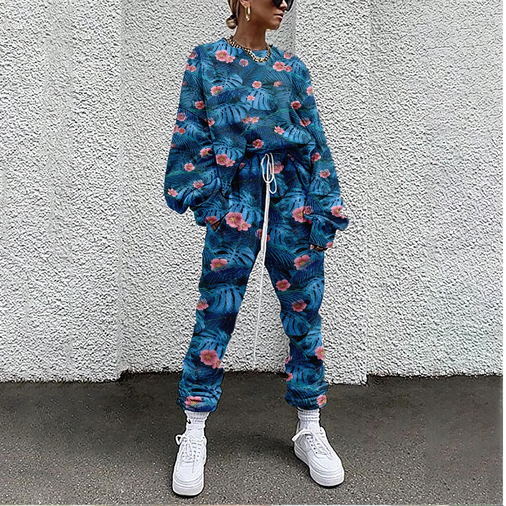 SOJINM Women New Fashion Two Piece Set Suit Outfits Floral Print Casual Sport Suit Woman Set Autumn Women Tracksuit